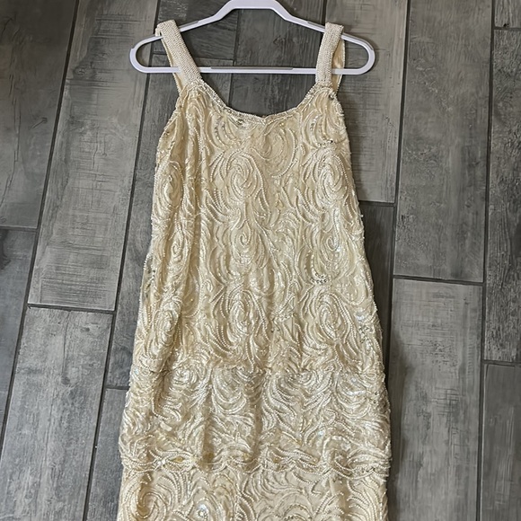 Vintage Judith Ann drop waist beaded roaring 20s event dress gown large - Picture 3 of 10